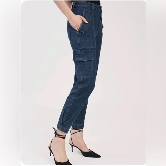 10 Crosby Derek Lam Blue Dark Wash Ankle Cropped Jeans - Picture 4 of 12